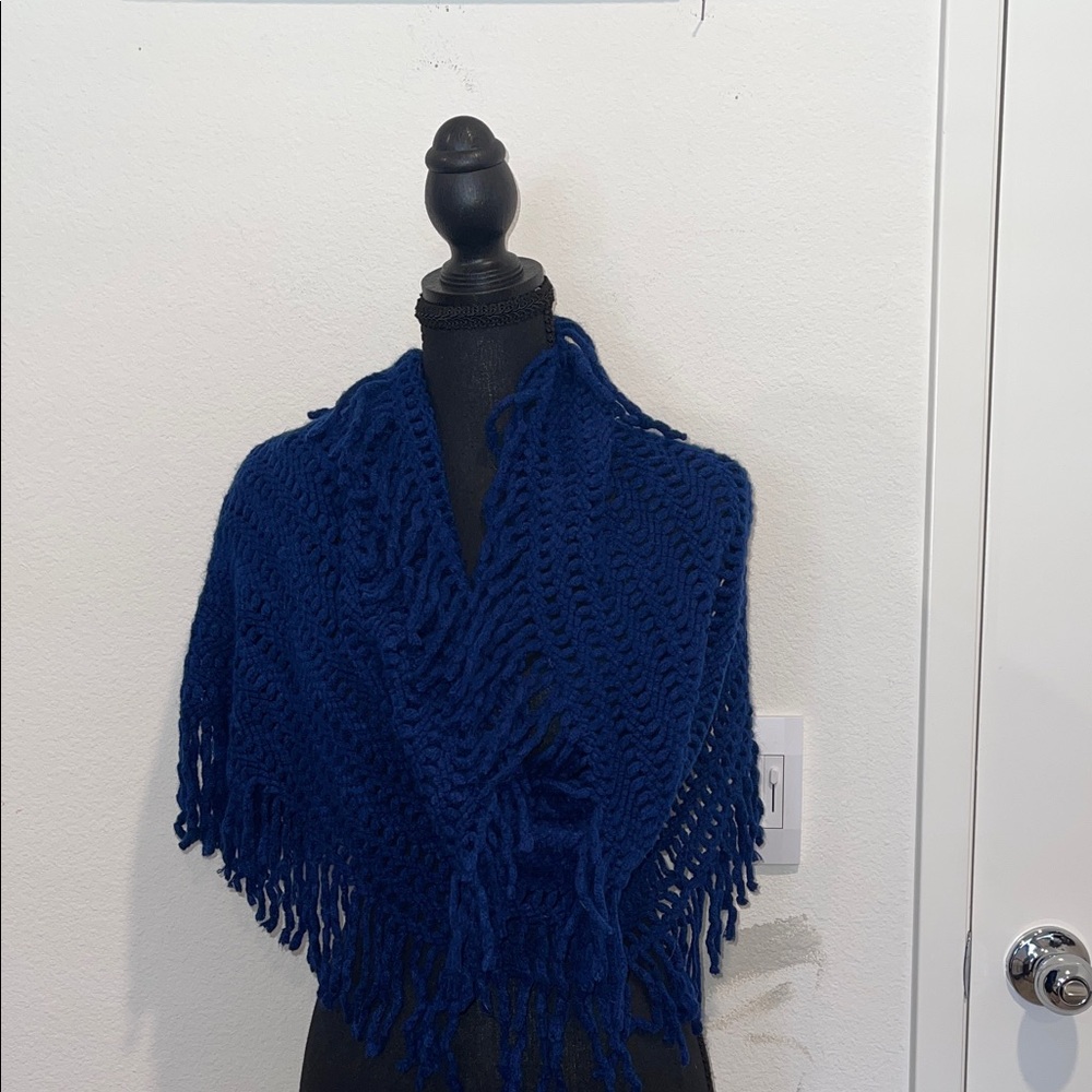 Cozy Blue Knit Shawl